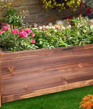 Verhoogde Houten Plantenbak – Rechthoekig Tuinbed van Dennenhout voor Binnen en Buiten