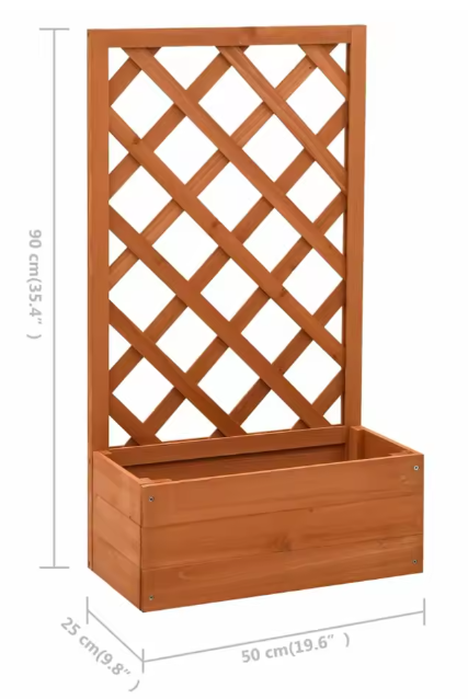 Verhoogde Plantenbak Met Trellis – Houten Bloembak met Klimrek, 90 cm Hoog