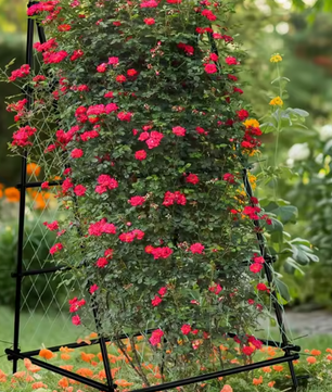Metalen Tuinklimrek met Nylon Net – A-Frame Groente- en Plantensteun, 105×105×176 cm