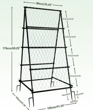 Metalen Tuinklimrek met Nylon Net – A-Frame Groente- en Plantensteun, 105×105×176 cm