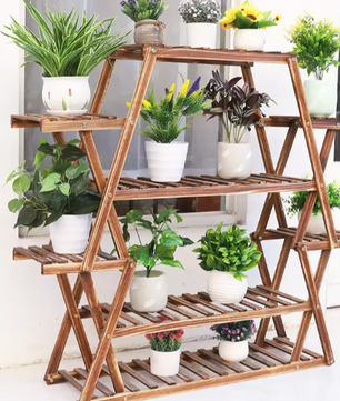 Houten Plantenrek met 8 Lagen – Grote Bloemenstandaard voor Binnen & Buiten, 94×25×106 cm