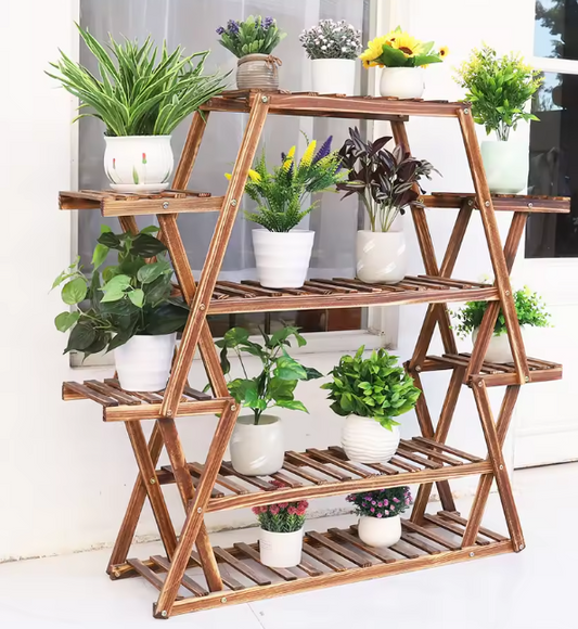 Houten Plantenrek met 8 Lagen – Grote Bloemenstandaard voor Binnen & Buiten, 94×25×106 cm