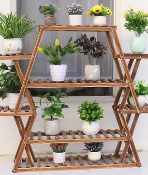Houten Plantenrek met 8 Lagen – Grote Bloemenstandaard voor Binnen & Buiten, 94×25×106 cm