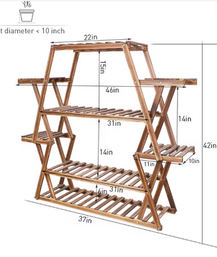 Houten Plantenrek met 8 Lagen – Grote Bloemenstandaard voor Binnen & Buiten, 94×25×106 cm