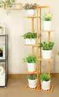 Bamboe Plantenstandaard met 5 of 6 Lagen – Meerlaagse Bloemenplank voor Binnen & Buiten, Natuurlijk Hout