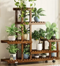 6-laags Houten Plantenstandaard op Wielen – Verticale Bonsaiplank voor Binnen & Buiten