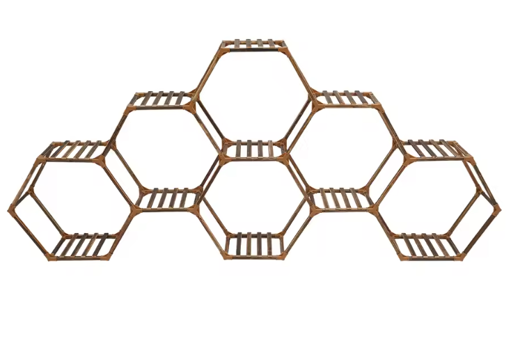 Zeshoekige Houten Plantenstandaard – 11-Laags Displayrek voor Binnen & Buiten, 231x25x97 cm