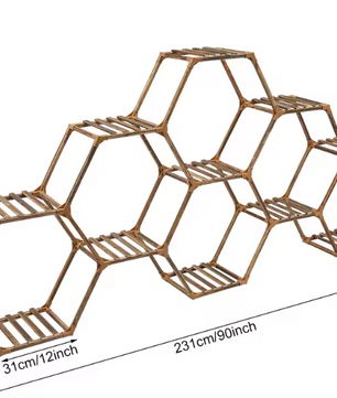 Zeshoekige Houten Plantenstandaard – 11-Laags Displayrek voor Binnen & Buiten, 231x25x97 cm