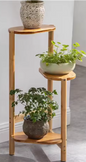 3-Laags Bamboe Hoekplantenstandaard – Ruimtebesparende Bloempotplank met Hoog-Laag Design, 32x75 cm