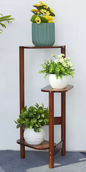 3-Laags Bamboe Hoekplantenstandaard – Ruimtebesparende Bloempotplank met Hoog-Laag Design, 32x75 cm