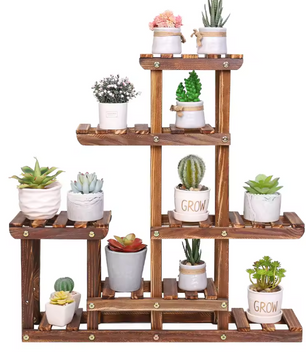 Plantenstandaard van Grenenhout – Compact Displayrek voor Binnen & Buiten, 3-Laags, 60x11,5x61,5 cm