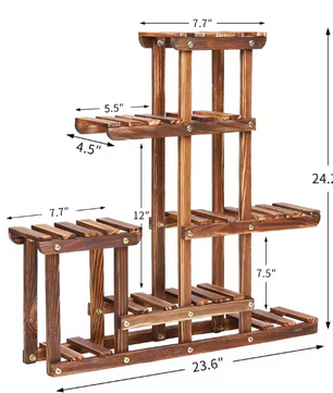 Plantenstandaard van Grenenhout – Compact Displayrek voor Binnen & Buiten, 3-Laags, 60x11,5x61,5 cm