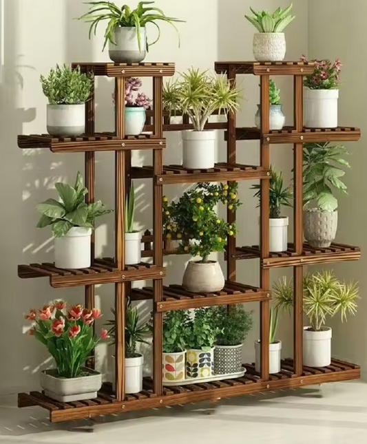 Meerlaagse Plantenstandaard van Grenenhout – Voor Binnen & Buiten, 116x115 cm, 6 Niveaus met Hoog Draagvermogen