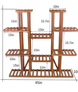 Meerlaagse Plantenstandaard van Grenenhout – Voor Binnen & Buiten, 116x115 cm, 6 Niveaus met Hoog Draagvermogen