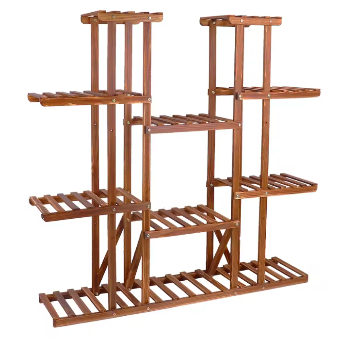Meerlaagse Plantenstandaard van Grenenhout – Voor Binnen & Buiten, 116x115 cm, 6 Niveaus met Hoog Draagvermogen