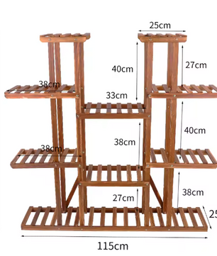 Meerlagige Houten Plantenstandaard – 16 Planken, 116 cm Hoog, Voor Binnen & Buiten