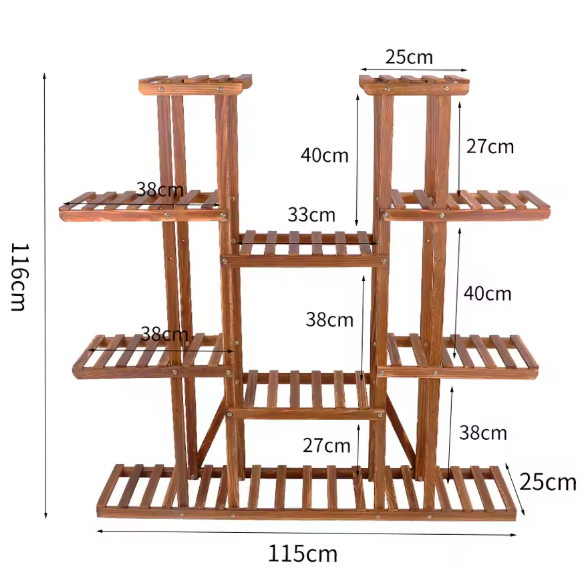 Meerlagige Houten Plantenstandaard – 16 Planken, 116 cm Hoog, Voor Binnen & Buiten