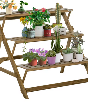 Opvouwbare Houten Plantenstandaard – 3 Niveaus, 101x83x88 cm