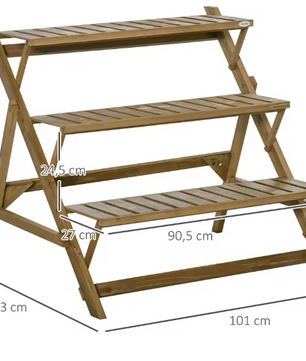 Opvouwbare Houten Plantenstandaard – 3 Niveaus, 101x83x88 cm