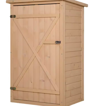 Weerbestendige Houten Tuinkast – Compacte Buitenopslag met Schuin Dak & Vergrendelbare Deur