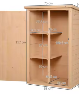 Weerbestendige Houten Tuinkast – Compacte Buitenopslag met Schuin Dak & Vergrendelbare Deur