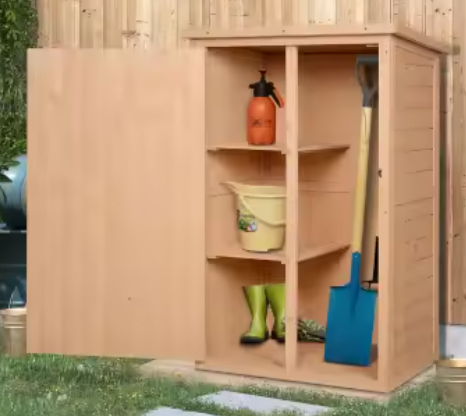 Weerbestendige Houten Tuinkast – Compacte Buitenopslag met Schuin Dak & Vergrendelbare Deur
