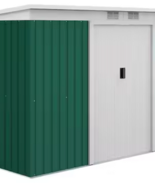 Grote Tuinschuur van Gegalvaniseerd Staal – 280 x 130 x 172 cm met Schuifdeur en Ventilatieroosters