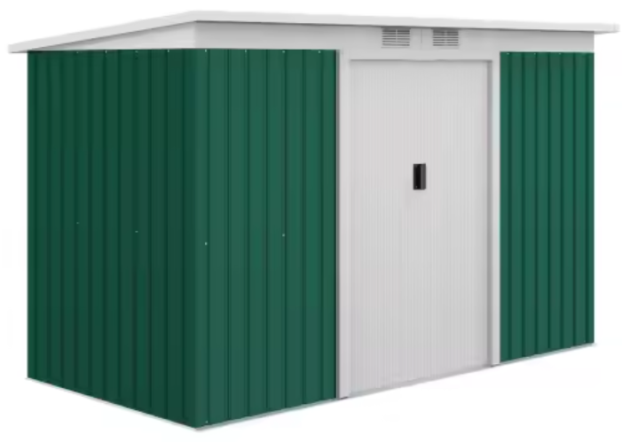 Grote Tuinschuur van Gegalvaniseerd Staal – 280 x 130 x 172 cm met Schuifdeur en Ventilatieroosters