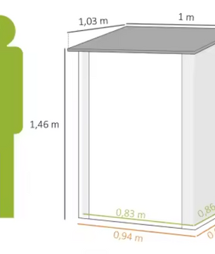 Compacte Stalen Tuinschuur – 100 x 103 x 160 cm, Weerbestendig en Afsluitbaar met Schuin Dak