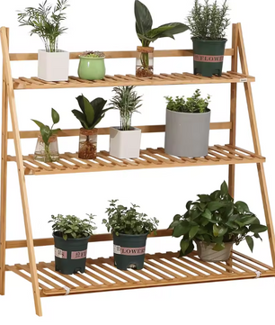 Opvouwbare Bamboe Plantenstandaard – 3 Niveaus, 98x37x96,5 cm