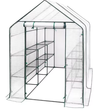 Opvouwbare Tuinkas met Planken – 143×215×195 cm, Waterdicht en UV-bestendig