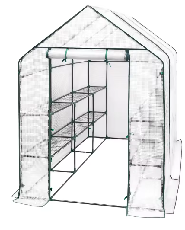 Opvouwbare Tuinkas met Planken – 143×215×195 cm, Waterdicht en UV-bestendig