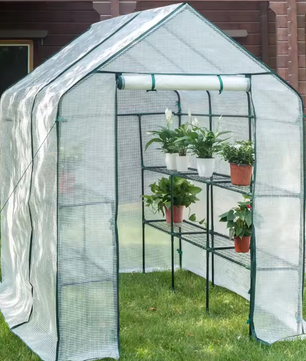 Opvouwbare Tuinkas met Planken – 143×215×195 cm, Waterdicht en UV-bestendig