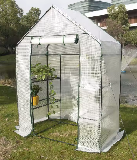 Tuinkas met 6 Niveaus – 143×73×195 cm, PE-folie & Stalen Frame, Bescherming voor Planten en Groenten