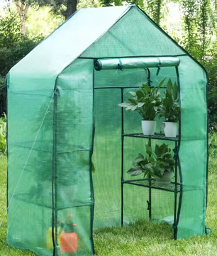 Tuinkas met 6 Niveaus – 143×73×195 cm, PE-folie & Stalen Frame, Bescherming voor Planten en Groenten