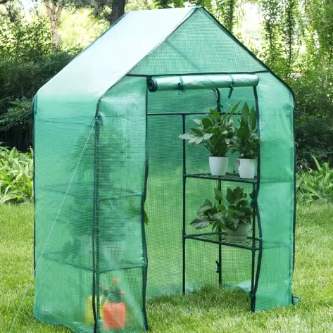 Tuinkas met 6 Niveaus – 143×73×195 cm, PE-folie & Stalen Frame, Bescherming voor Planten en Groenten