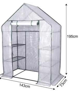 Tuinkas met 6 Niveaus – 143×73×195 cm, PE-folie & Stalen Frame, Bescherming voor Planten en Groenten