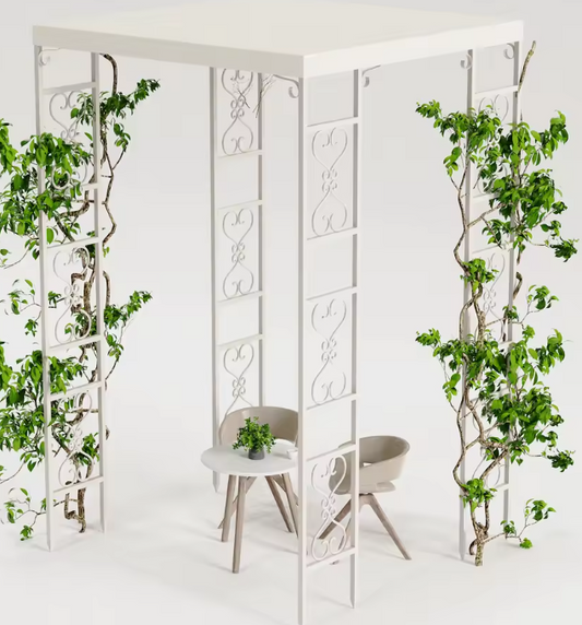 Metalen Tuinpergola met Luifel – 180×180×270 cm, Herbruikbare Bruiloftsboog met Waterdichte Overkapping