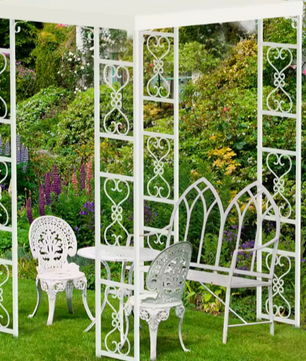 Metalen Tuinpergola met Luifel – 180×180×270 cm, Herbruikbare Bruiloftsboog met Waterdichte Overkapping