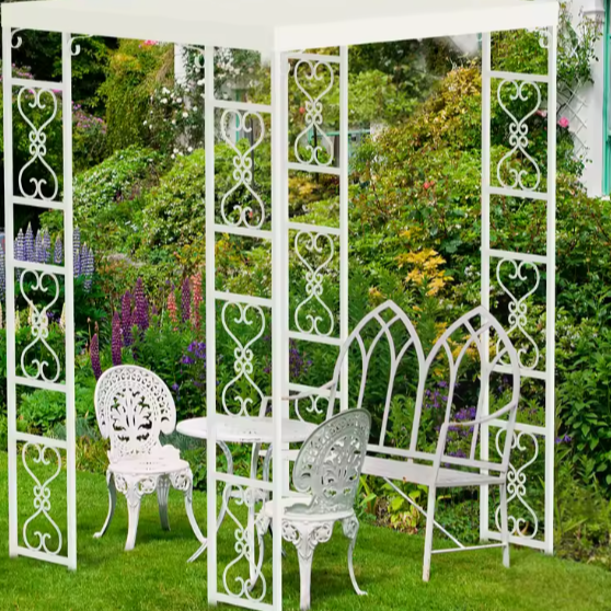 Metalen Tuinpergola met Luifel – 180×180×270 cm, Herbruikbare Bruiloftsboog met Waterdichte Overkapping