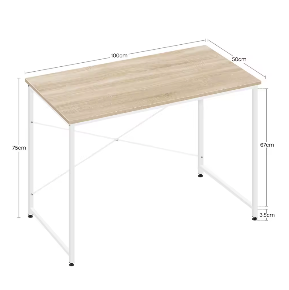 Groot Bureau met Metalen Frame – 140x60 cm Werktafel
