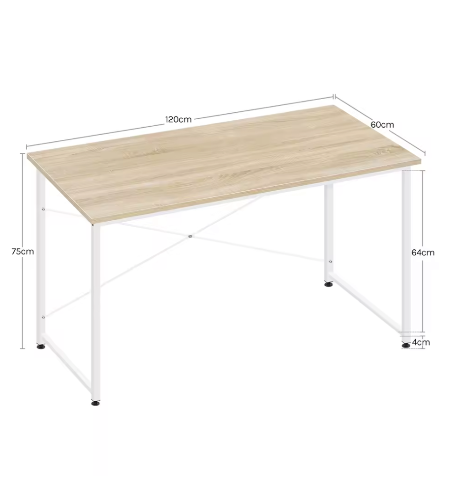 Groot Bureau met Metalen Frame – 140x60 cm Werktafel