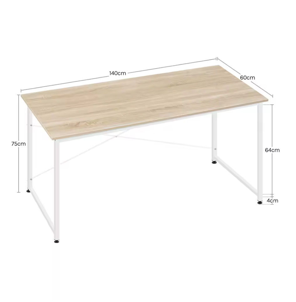 Groot Bureau met Metalen Frame – 140x60 cm Werktafel