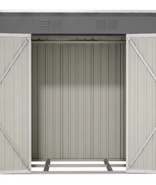 Bruine Weerbestendige Tuinschuur – Gegalvaniseerd Staal, Waterdicht en Roestvrij, Inclusief Metalen Basis, Geschikt voor Buiten, 8x4 FT