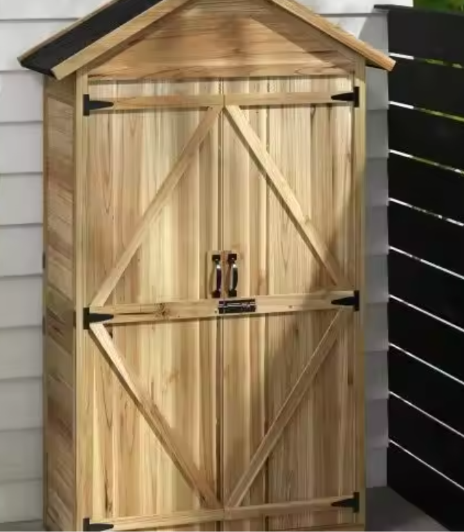 Houten Tuinschuur met Asfaltdak – 3 Verdiepingen, Waterdicht en Weerbestendig, Voor Buitenopslag, 102x54x177 cm