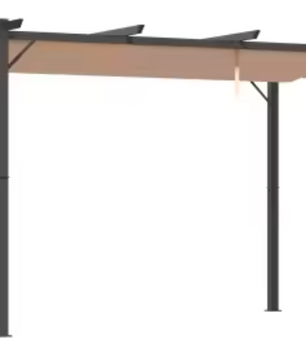 Paviljoen 3 x 4 m met Verstelbaar Aluminium Stoffen Dak – Zonwerende Luifel voor Terras en Tuin, Grijs en Bruin
