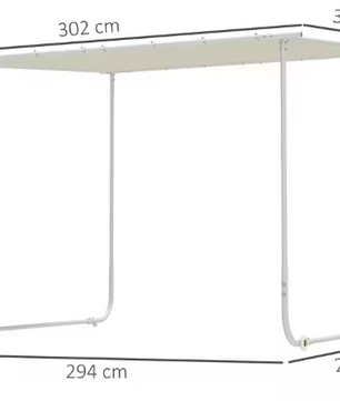 Pergola 3 x 3 m met Wielen – UV-bescherming 30+, Waterdichte Crème Overkapping voor Tuin en Terras