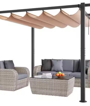 Intrekbare Pergola 3 x 3 m met Luifel – Aluminium Frame, Verstelbare Schaduw, UV-bescherming en Waterdichte Dak voor Tuin en Terras