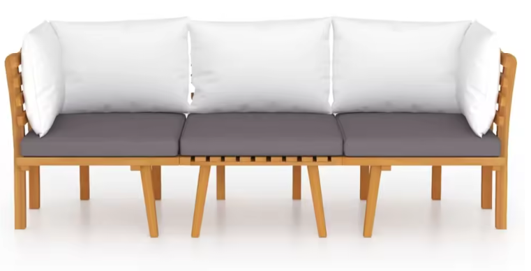 3-delige Tuinlounge Set met Kussens – Weerbestendig Acaciahout, Comfortabel voor Terras en Tuin