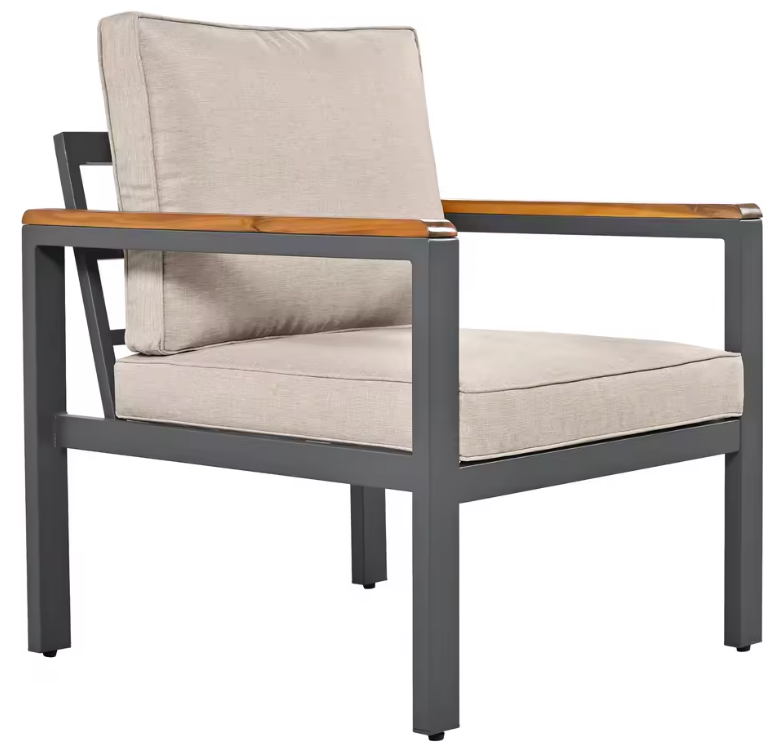 Sectionele Terrasmeubelset – 3-delige Bank, Fauteuil en Tafel voor Tuin en Terras, Beige